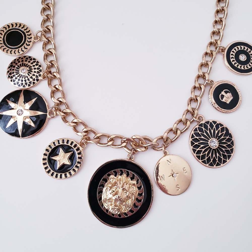 Gold Tone Lion Star Necklace - Picture 2 of 12
